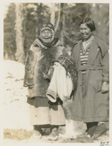 Image: Miriam and old Eskimo [Inuit] woman  [Rosalia Freida] dressed for dog team trip